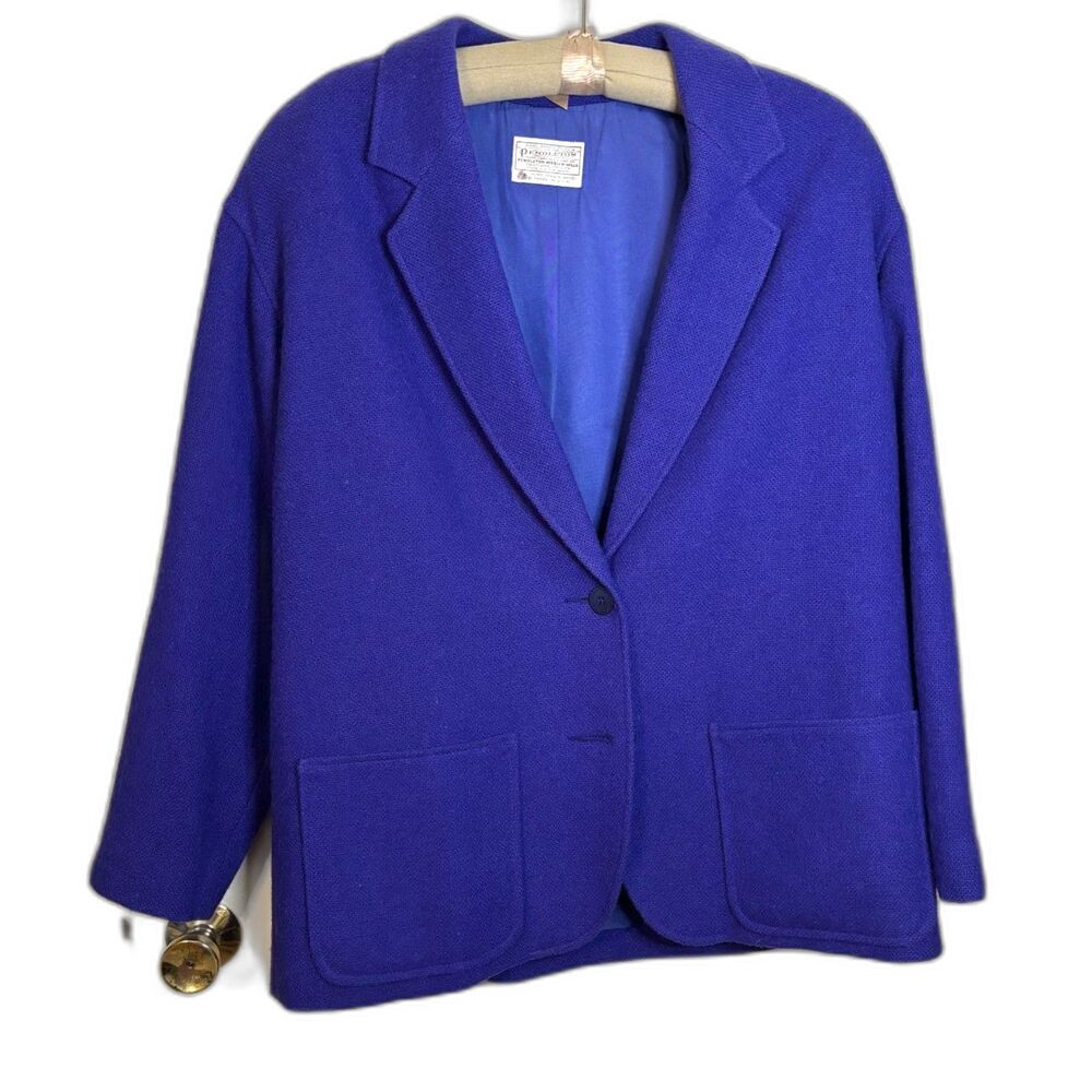 Vintage Pendleton Pure Virgin Wool Blazer Royal Blue Large
